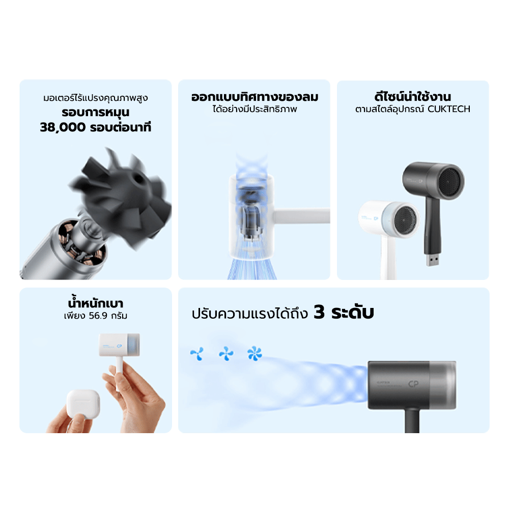 พัดลมเจ็ทพกพา CUKTECH BF01 สีม่วง แบบ USB-A_2